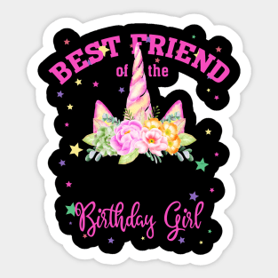 Best Friend of the Birthday Girl! Unicorn Face Theme Gift print Sticker